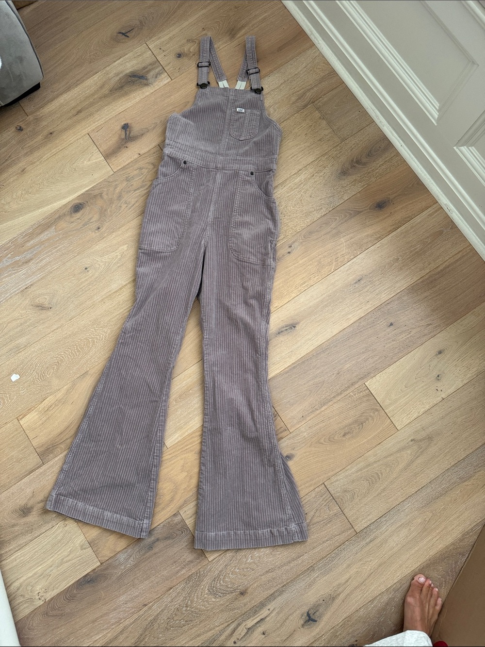Lee Corduroy Flared Overalls - Taupe